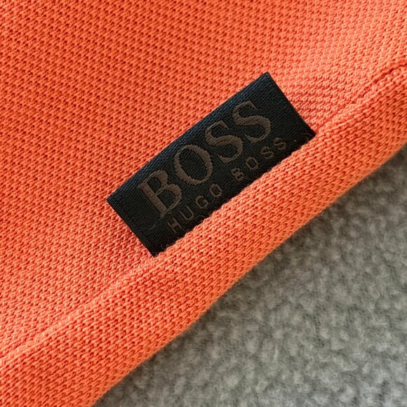 HUGO BOSS Polo Mens M Slim Fit Orange 100% Cotton Excellent - Picture 5 of 12